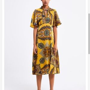 Gorgeous golden yellow paisley dress by zara